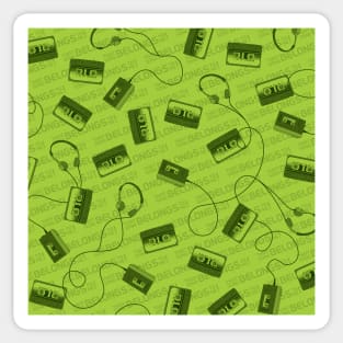 Green Walkman and headphones Sticker